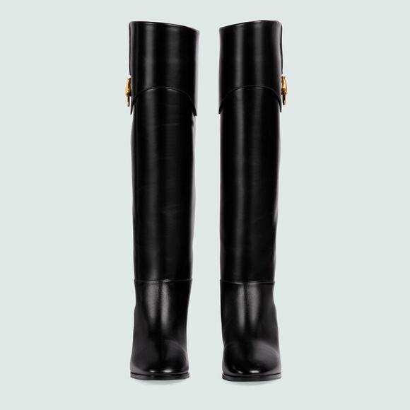 Gucci Woman Half horsebit knee length boot in Black Leather size 7.5 - Picture 4 of 11